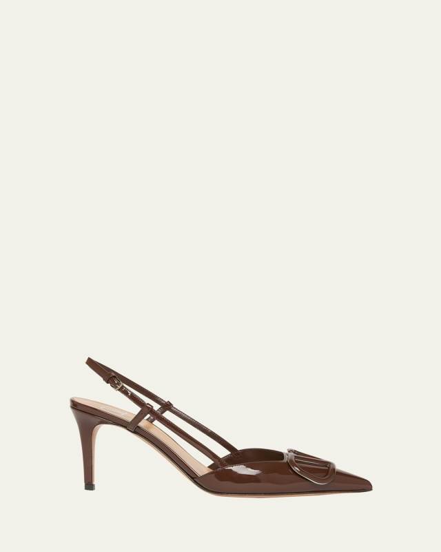 VLogo Signature Patent Leather Slingback Pumps
